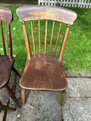 Set of Four Early 20th Century Sick Back Farmhouse Kitchen Dining ChairsVintage Frog