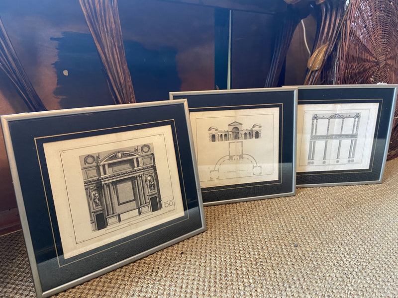 Set of Three Architectural lithograph PrintsVintage FrogVintage Item