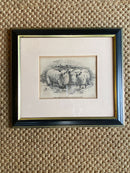 Set of Three Etching Pictures Depicting Sheep Mounted & Framed in Black & GoldVintage FrogFurniture