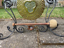 Small Brass Gong Mounted on Iron StandVintage Frog