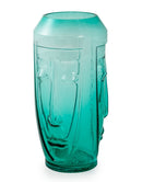 Tall Teal Glass Deco Face VaseVintage FrogDecor