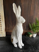 Tall White Rabbit / Hare Statue FigureVintage Frog C/HDecor