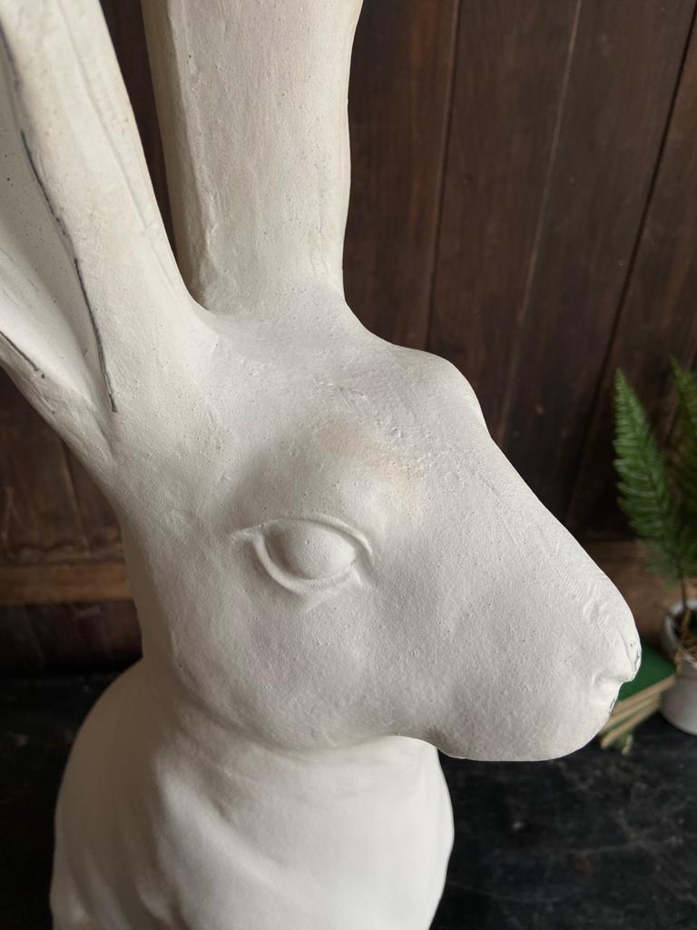 Tall White Rabbit / Hare Statue FigureVintage Frog C/HDecor