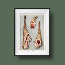 Three Cuts of Lamb Meat, Vintage Butcher Poster Illustration Print On Canvas, Wall Hanging Decor PictureVintage FrogPictures & Prints