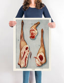 Three Cuts of Lamb Meat, Vintage Butcher Poster Illustration Print On Canvas, Wall Hanging Decor PictureVintage FrogPictures & Prints