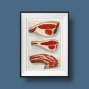 Three Cuts of Meat, Vintage Butcher Poster Illustration Print On Canvas, Wall Hanging Decor PictureVintage FrogPictures & Prints