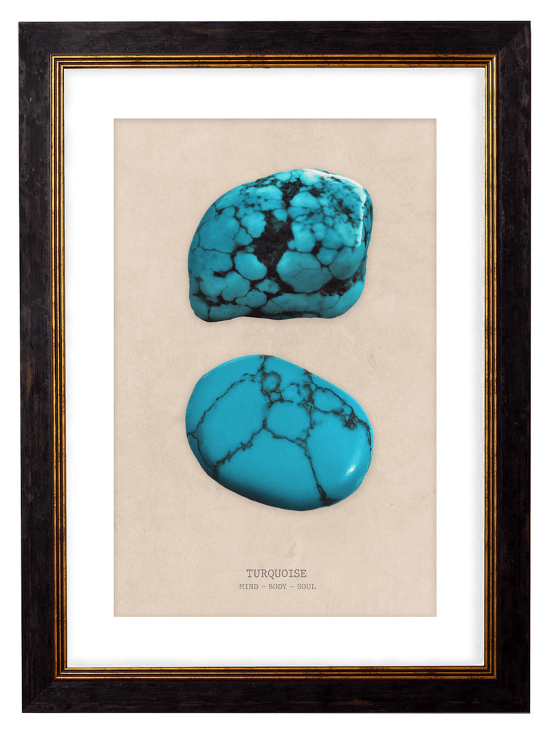 Turquoise Gemstone Artwork Print. Framed Healing Crystal Wall Art PictureVintage Frog T/APictures & Prints