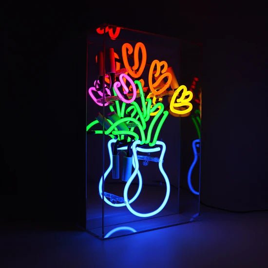 Vase of Tulips' Neon Sign Housed In Acrylic Box - Neon LightVintage Frog L/M