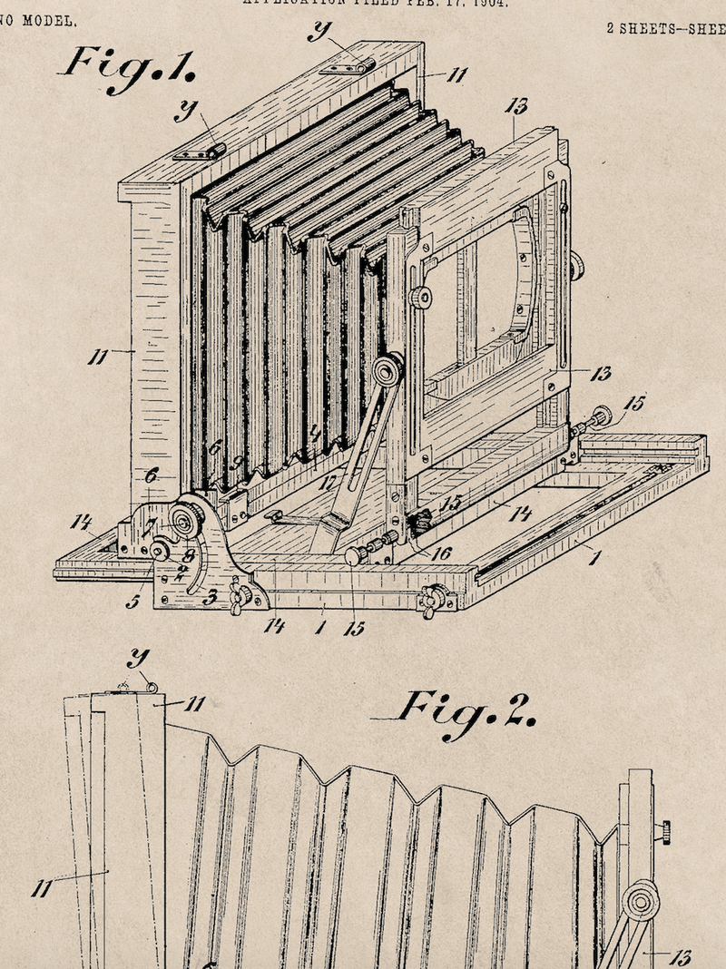 Victorian Box Camera Patent Design, Print of Vintage Illustrated Folding Camera Blueprint - 1900s Artwork Print. Framed Wall Art PictureVintage Frog T/APictures & Prints