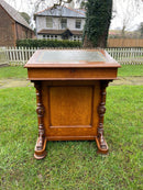 Victorian Davenport Desk with Green Leather Slope and Galleried TopVintage Frog
