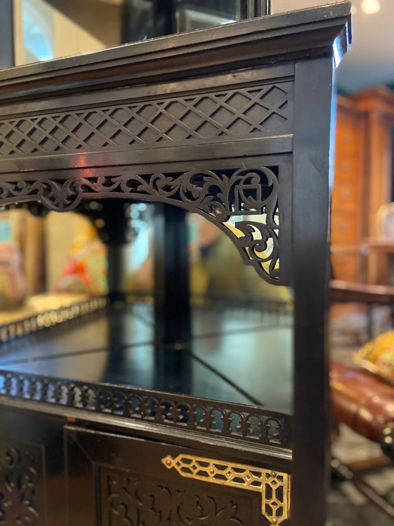 Victorian Ebonised Black Corner Cabinet With Mirrored BackVintage FrogFurniture