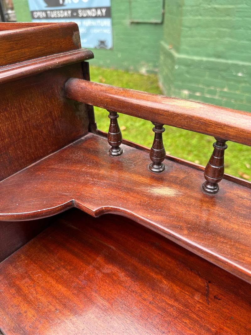 Victorian Leather Top Sloped Twin Pedestal Writing DeskVintage Frog