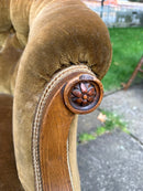 Victorian Walnut Sofa With Button Backed Upholstery and Turned Legs on CastorsVintage Frog
