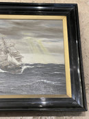 Vintage Black Framed 1930's Signed Nautical Sea-Scape PaintingVintage FrogVintage Item