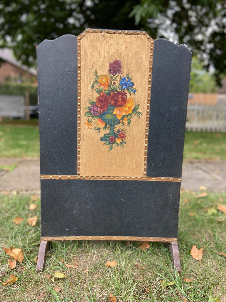 Vintage Fabric Hand Painted Floral Fire ScreenVintage FrogFurniture