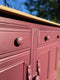 Vintage Mulberry Deep Red Painted Vintage Ercol Sideboard With Natural Elm TopVintage FrogFurniture