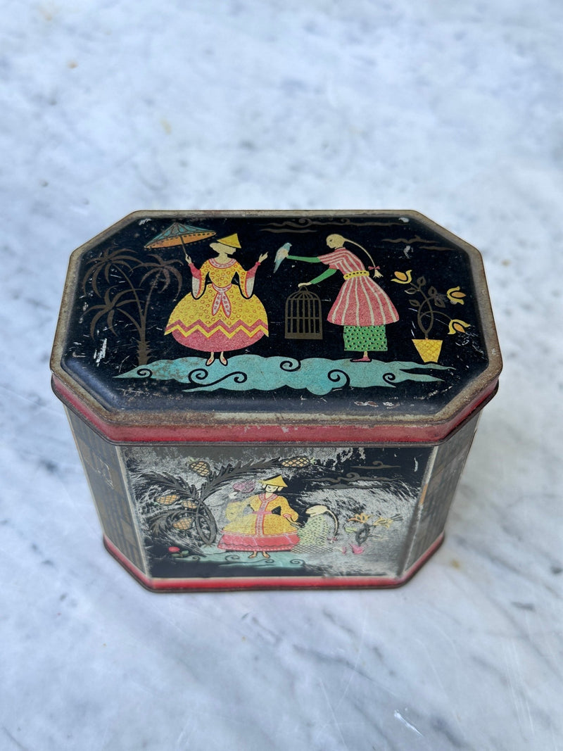 Vintage Oriental Design Tea Tin CaddyVintage FrogTins