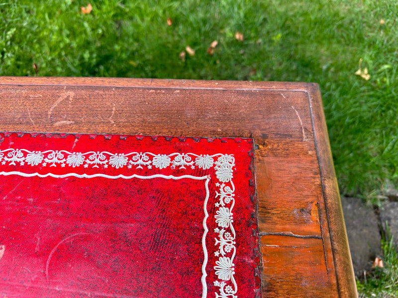 Vintage Red Leather Topped Twin Pedestal Writing DeskVintage Frog