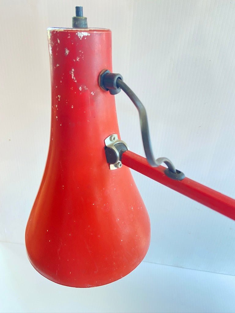 Vintage Red Mid Century Adjustable Angle Desk Workshop LampVintage FrogFurniture