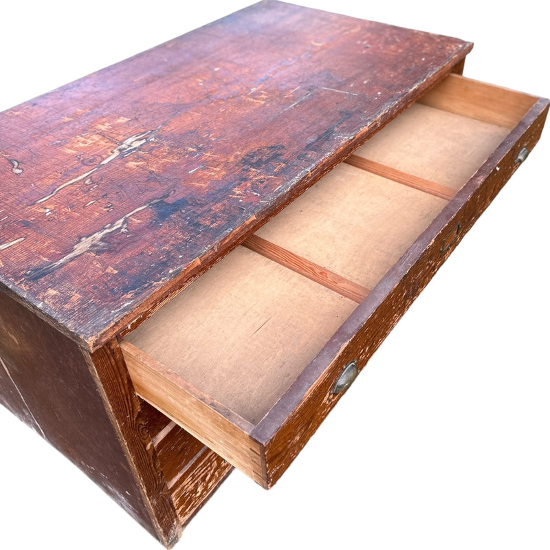 Vintage Short Architect’s Planners Chest / Coffee Table, Rustic & DistressedVintage Frog
