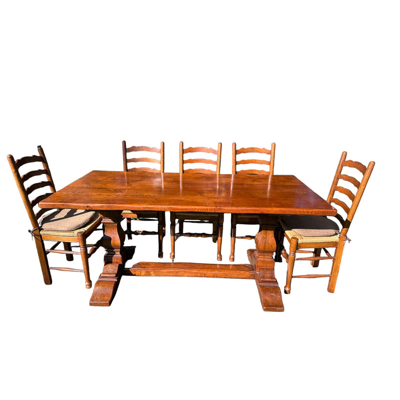 Vintage Solid Oak Refectory Table and 8 Chair SetVintage Frog