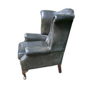 Vintage Very Dark Green / Black Chesterfield Style Wing Backed ArmchairVintage Frog