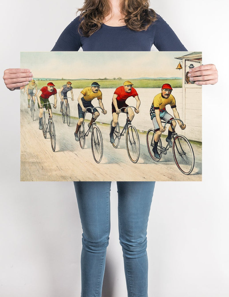 Wheelman Bikers Cycling Poster Illustration Print On Canvas, Wall Hanging Decor PictureVintage FrogPictures & Prints
