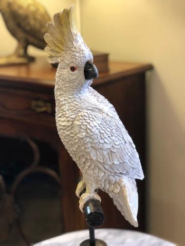 White Cockatoo Parrot on Perch FigureVintage FrogBrand New
