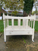 White Painted Antique Magazine Rack, Paper Storage With DrawerVintage FrogFurniture