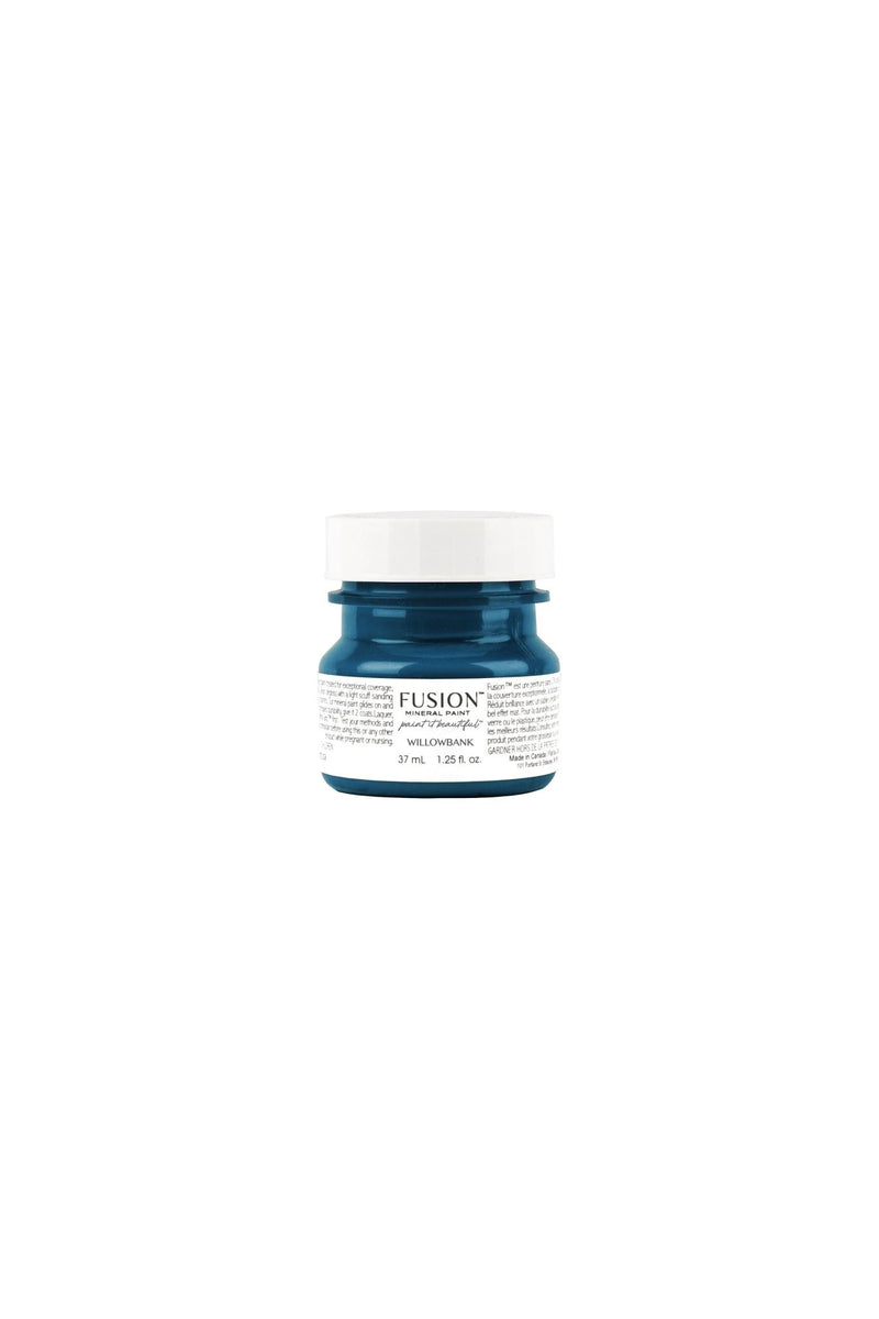 Willowbank, blue Colour, 37ml tester pot Fusion Mineral Paint, eco-friendly easy to use, durable, furniture paint, available at Vintage Frog in Surrey, UK