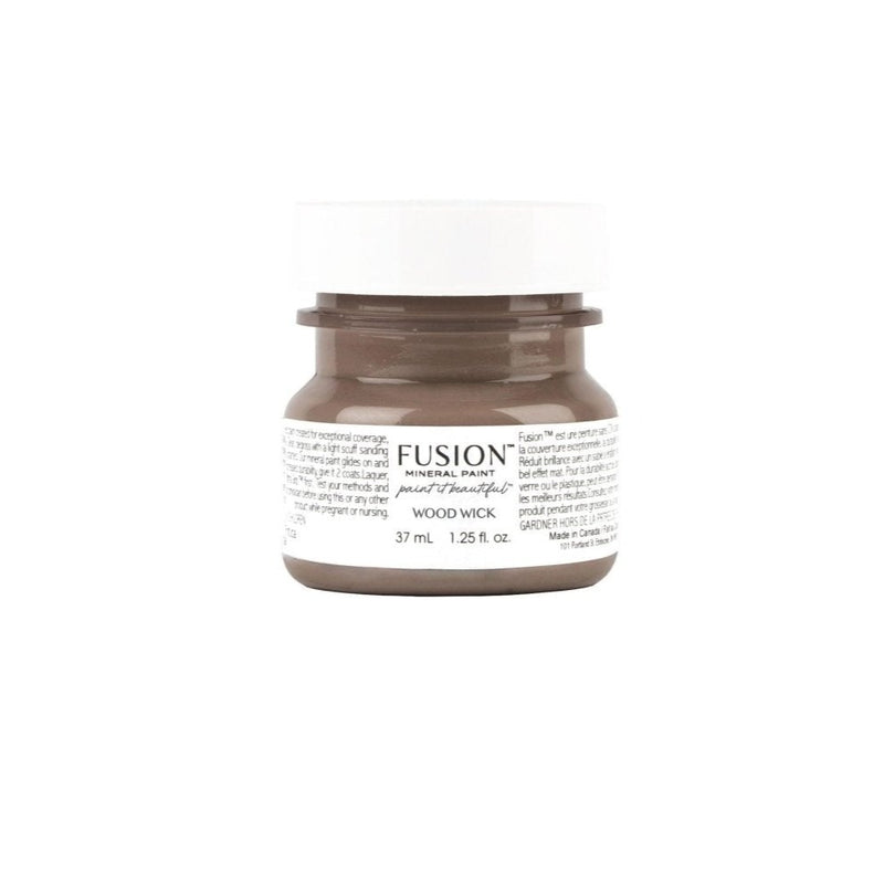Wood Wick dark brown grey Colour, 37ml tester pot Fusion Mineral Paint, eco-friendly easy to use, durable, furniture paint, available at Vintage Frog in Surrey, UK