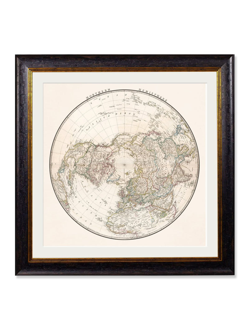 World Map Hemisphere Prints - Referenced From The Work of an 1800s CartographerVintage Frog T/APictures & Prints
