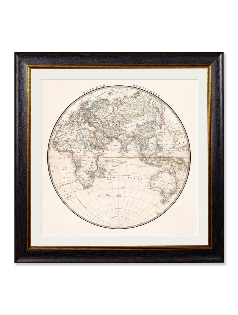 World Map Hemisphere Prints - Referenced From The Work of an 1800s CartographerVintage Frog T/APictures & Prints