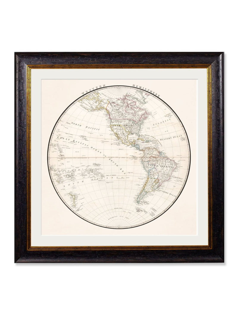 World Map Hemisphere Prints - Referenced From The Work of an 1800s CartographerVintage Frog T/APictures & Prints